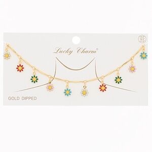 Linked Daisy Dangle Necklace